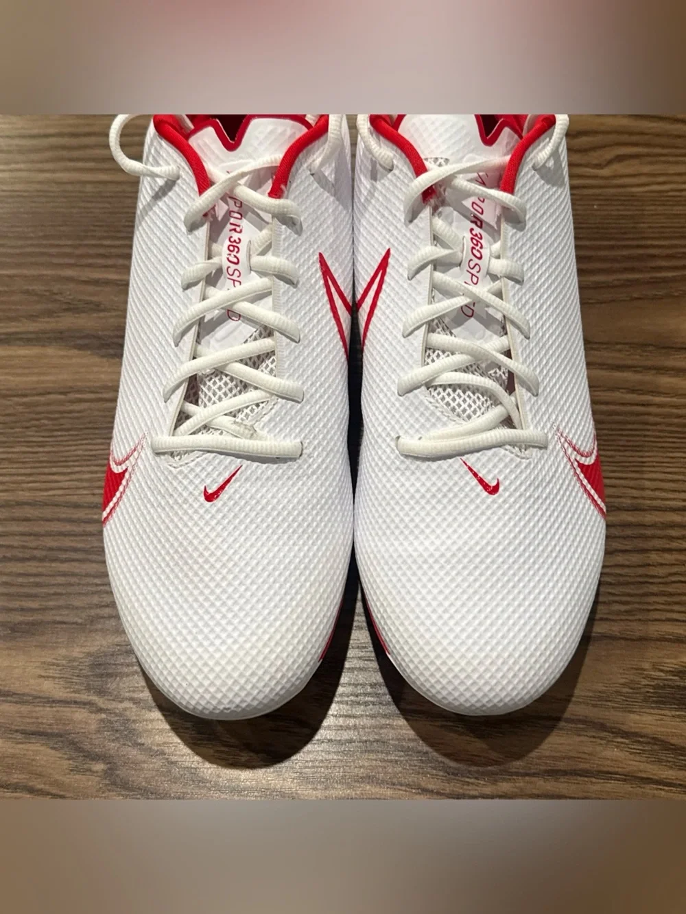Size 13.5 Nike Vapor Edge Speed 360 White/Red Football Cleats CD0082-102 NEW